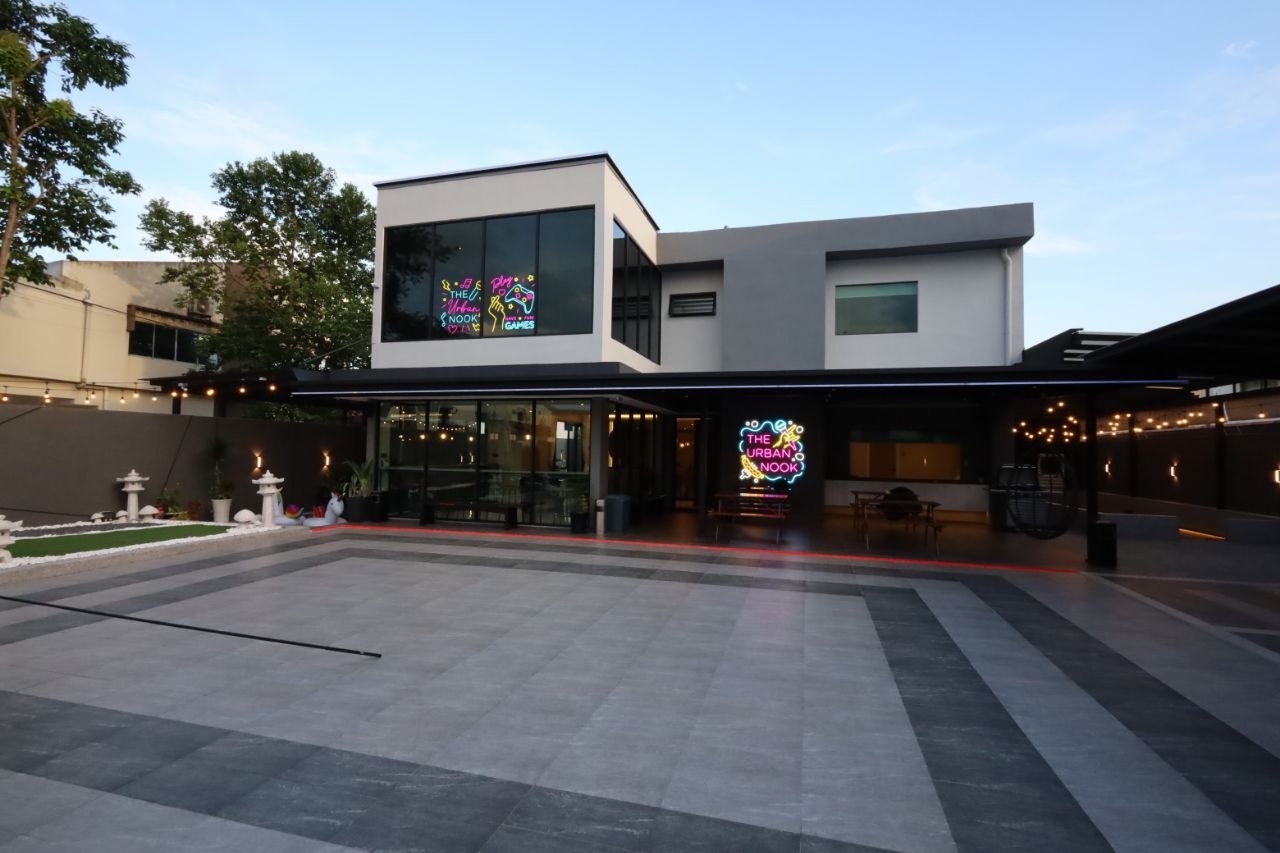 Urban Nook — Exterior at dusk